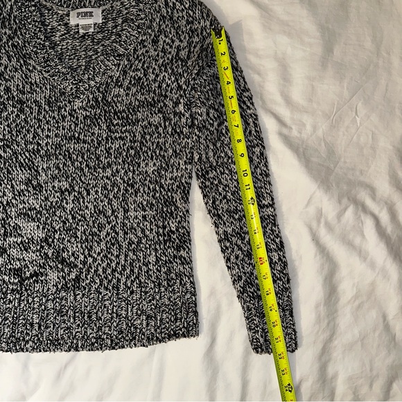 ♥️ Victoria’s Secret Pink V-Neck Knit Sweater Jumper Heather Grey XS - Picture 6 of 9